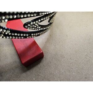 Headband Plastic Black Clear Colorless Crystal Some Missing See Photo's